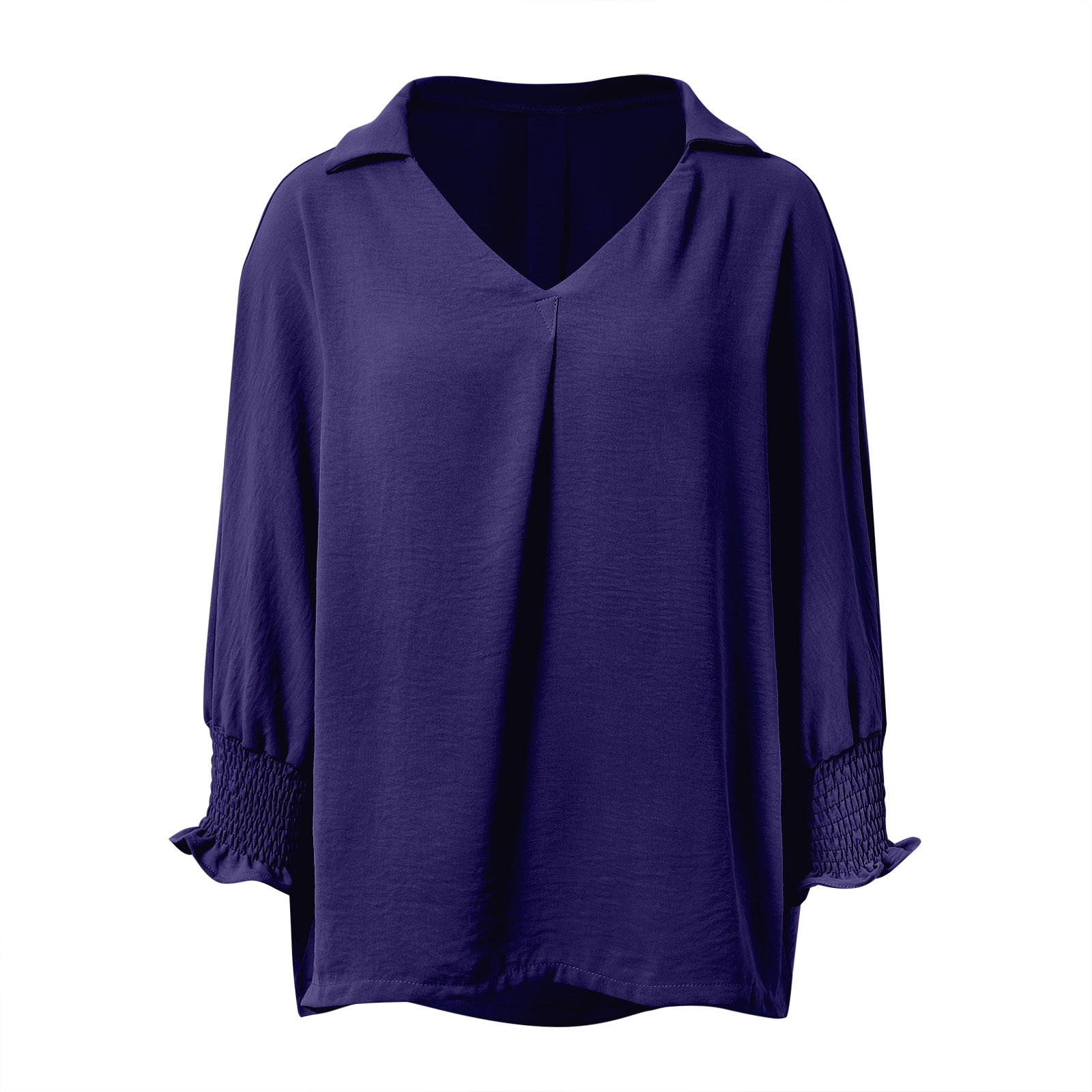 thumbnail image 4 of Vestido camisero holgado informal con cuello en V y mangas cortas para mujer - Mangas largas, estampado floral, mezcla de poliéster - Estilo para todas las estaciones, 4 of 5